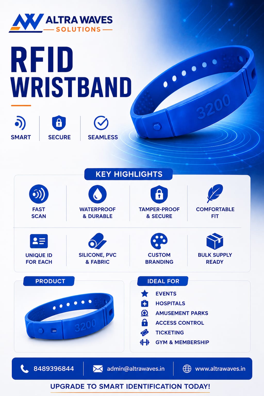 RFID Wristband for access control, event management, and smart identification